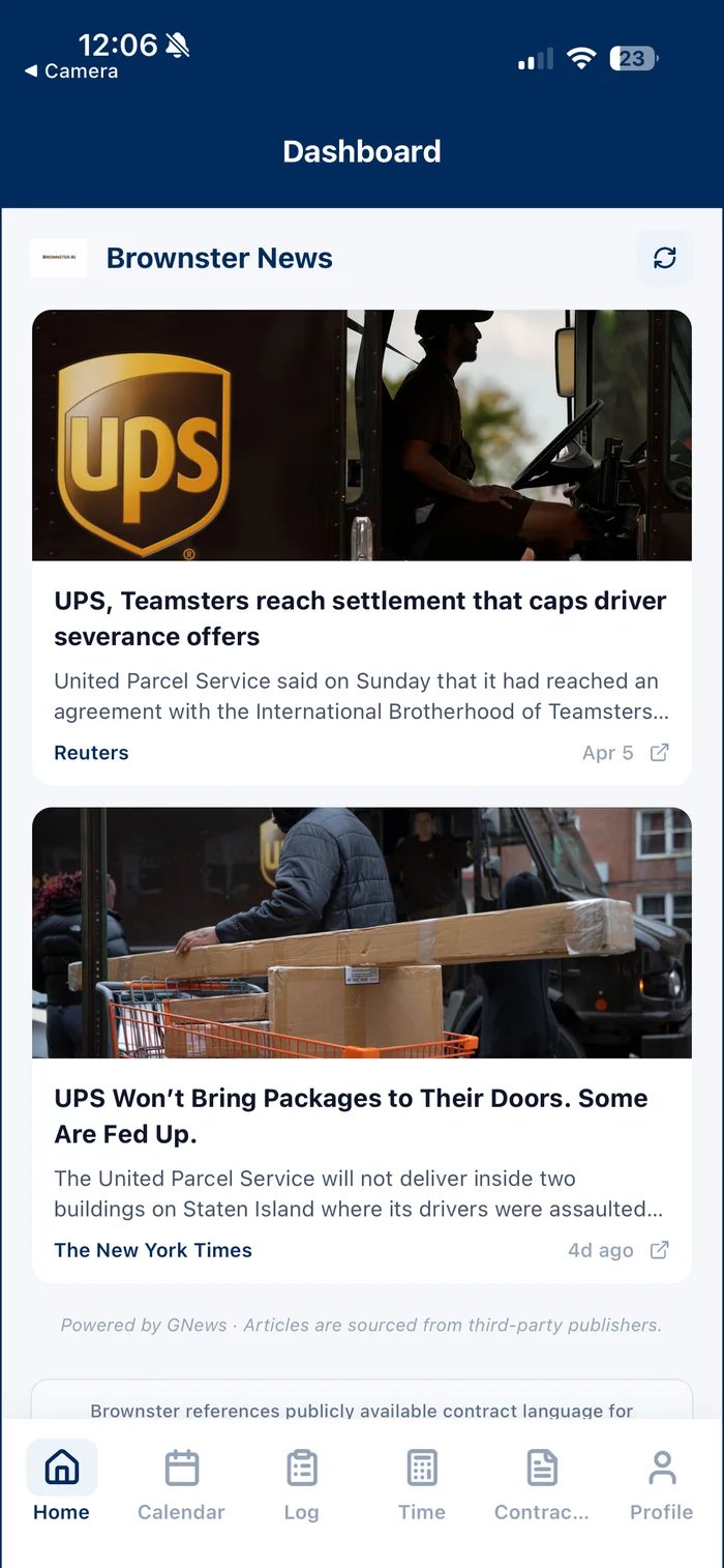 Brownster news feed with current parcel and labor stories